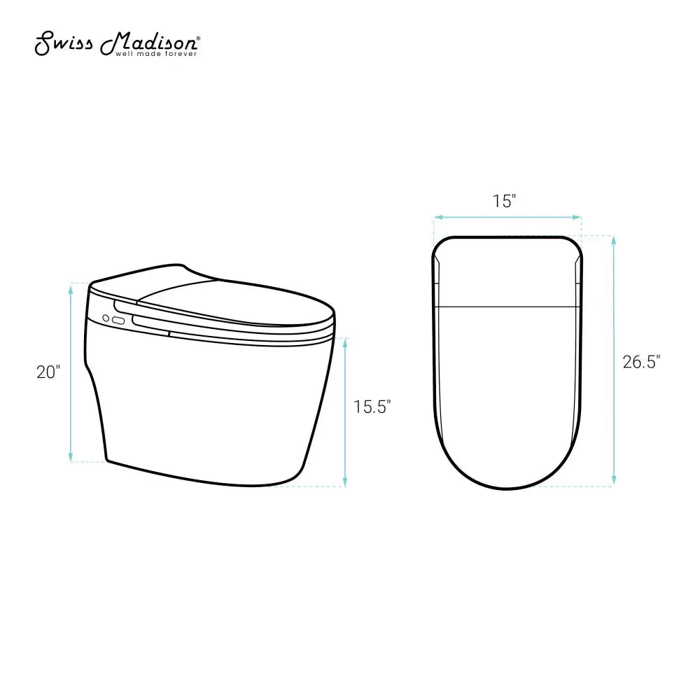 SWISS MADISON  - Avancer One Piece Smart Toilet 1.28 GPF in Glossy White with Heated Bidet, Air Drying, Night Light, Foot Sensor - Premium Bidet : Smart Toilets & Bathroom Amenities