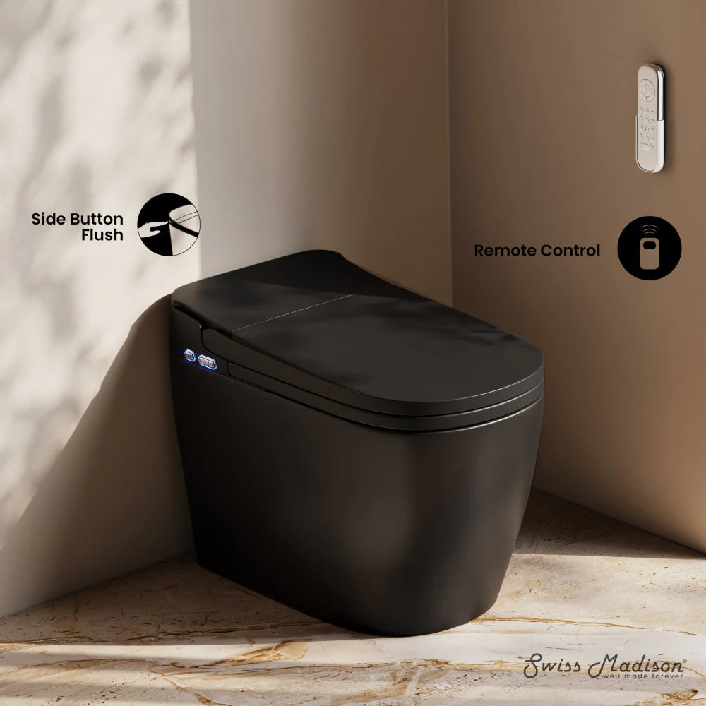 SWISS MADISON - Avancer One Piece Smart Toilet 1.28 GPF in Glossy White with Heated Bidet, Air Drying, Night Light, Foot Sensor