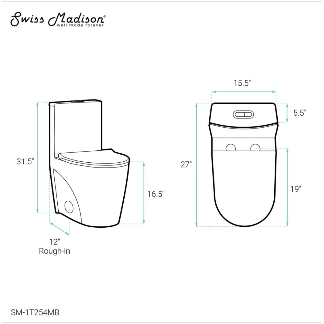 SWISS MADISON - St. Tropez One-Piece Toilet Vortex Dual-Flush - -  - Premium Bidet : Smart Toilets & Bathroom Amenities