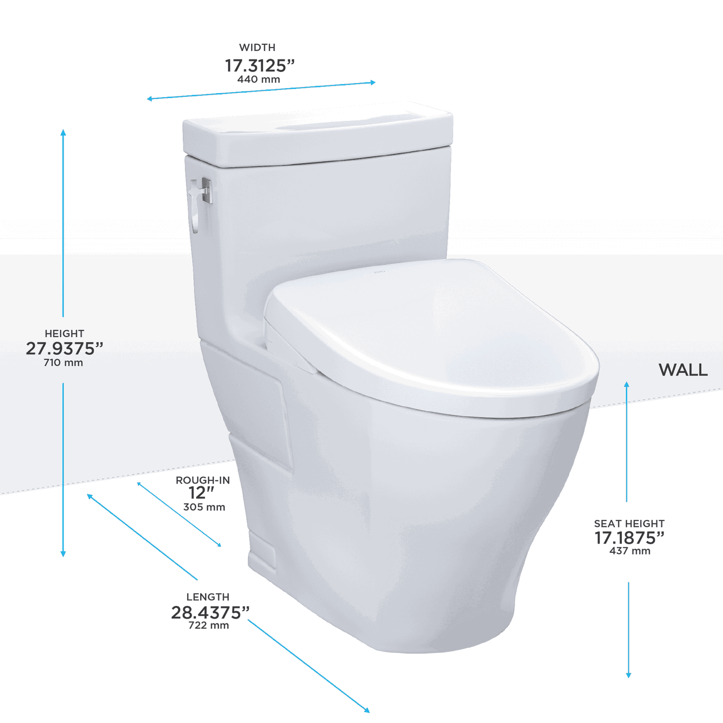 TOTO - Aimes - WASHLET+ S7 One-Piece Toilet - 1.28 GPF - - - Premium Bidet : Smart Toilets & Bathroom Amenities
