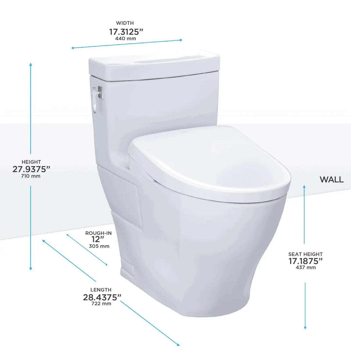 TOTO - Aimes - WASHLET+ S7 One-Piece Toilet - 1.28 GPF - -  - Premium Bidet : Smart Toilets & Bathroom Amenities