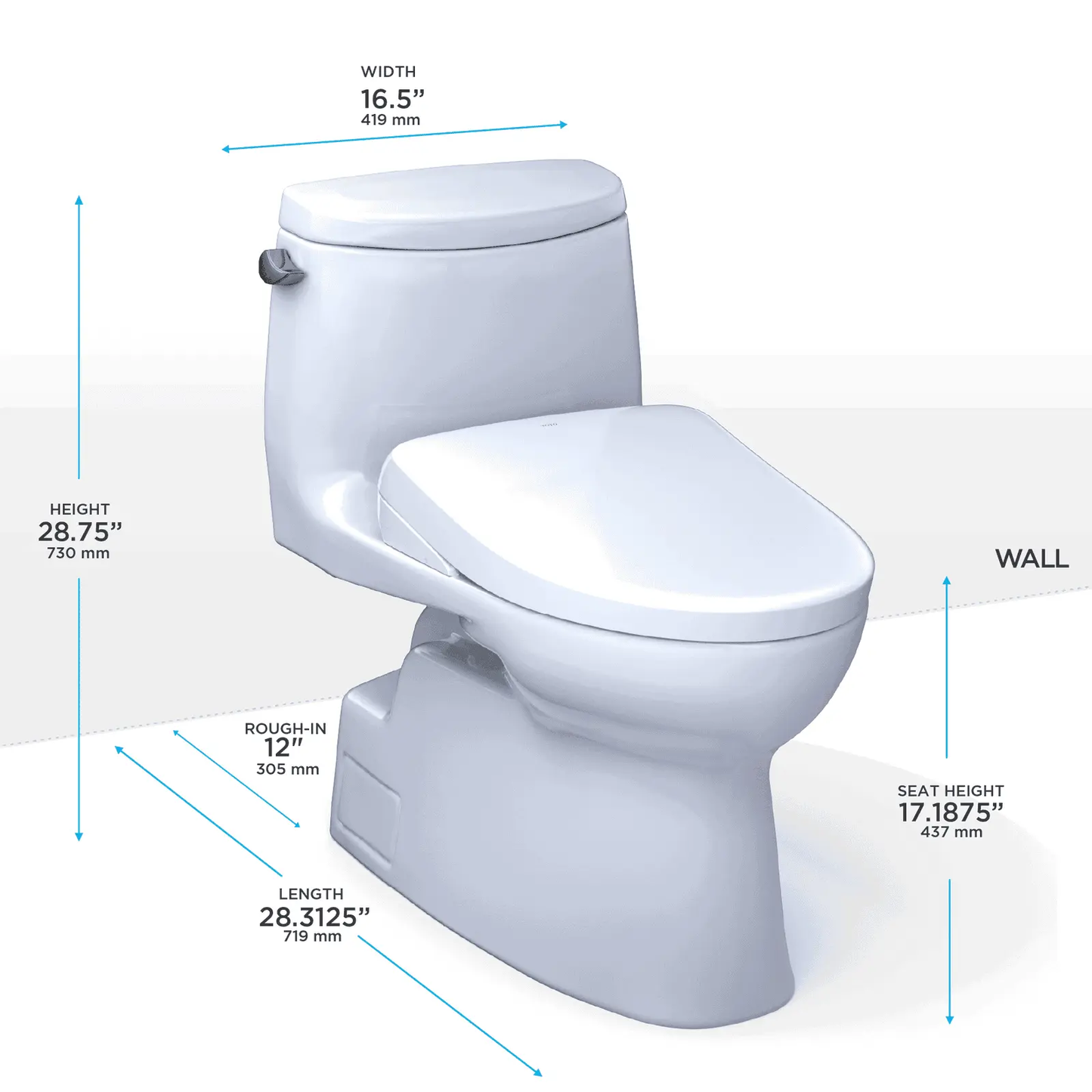TOTO - Carlyle II WASHLET+ S7A One-Piece Toilet - 1.28 GPF - -  - Premium Bidet : Smart Toilets & Bathroom Amenities