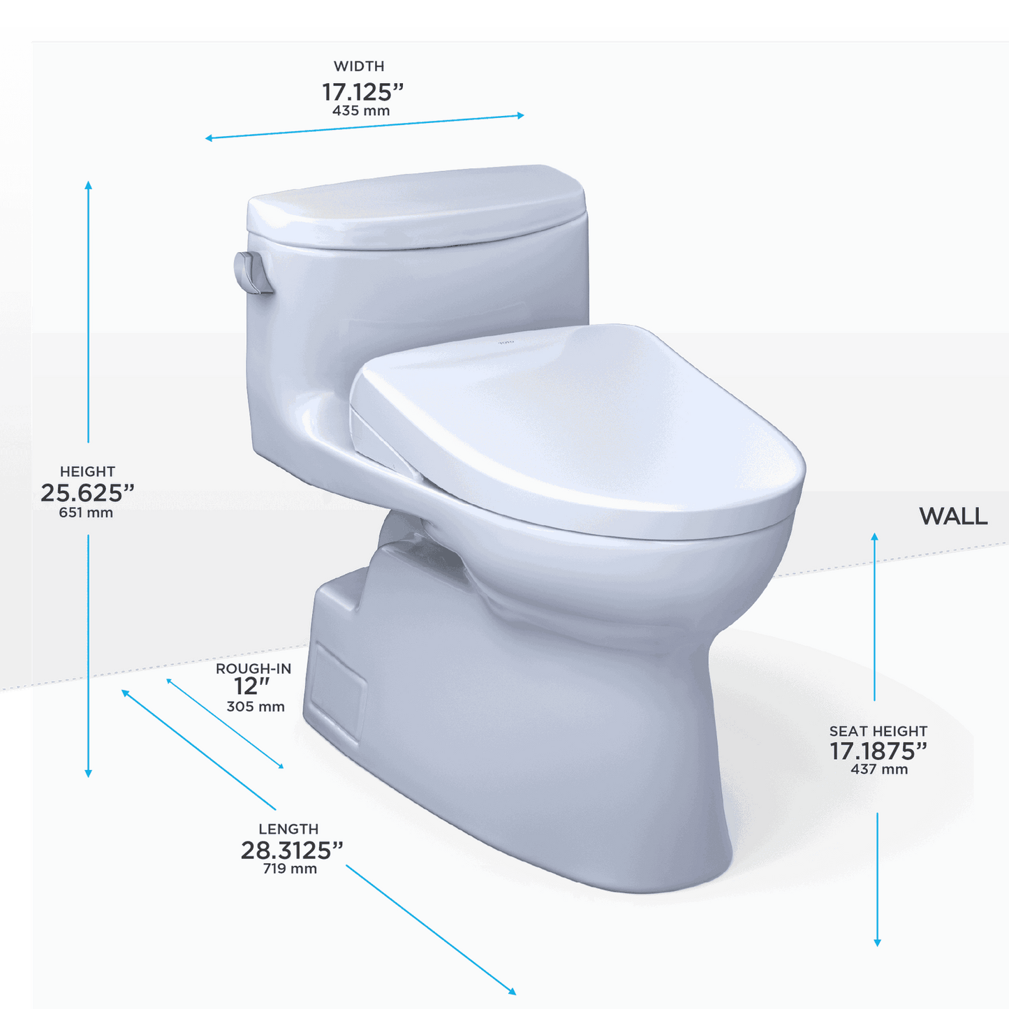 TOTO - Carolina II WASHLET+ S7A One-Piece Toilet - 1.28 GPF - - - Premium Bidet : Smart Toilets & Bathroom Amenities