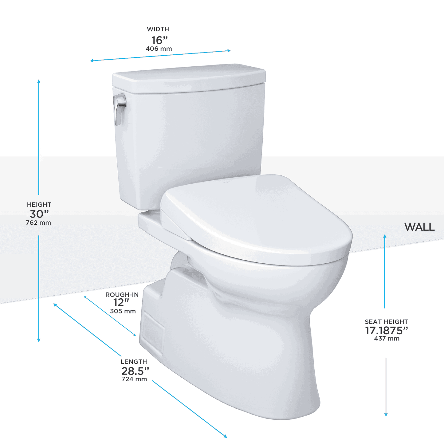 TOTO - Vespin II WASHLET+ S7A Two-Piece Toilet - 1.0 GPF - - - Premium Bidet : Smart Toilets & Bathroom Amenities