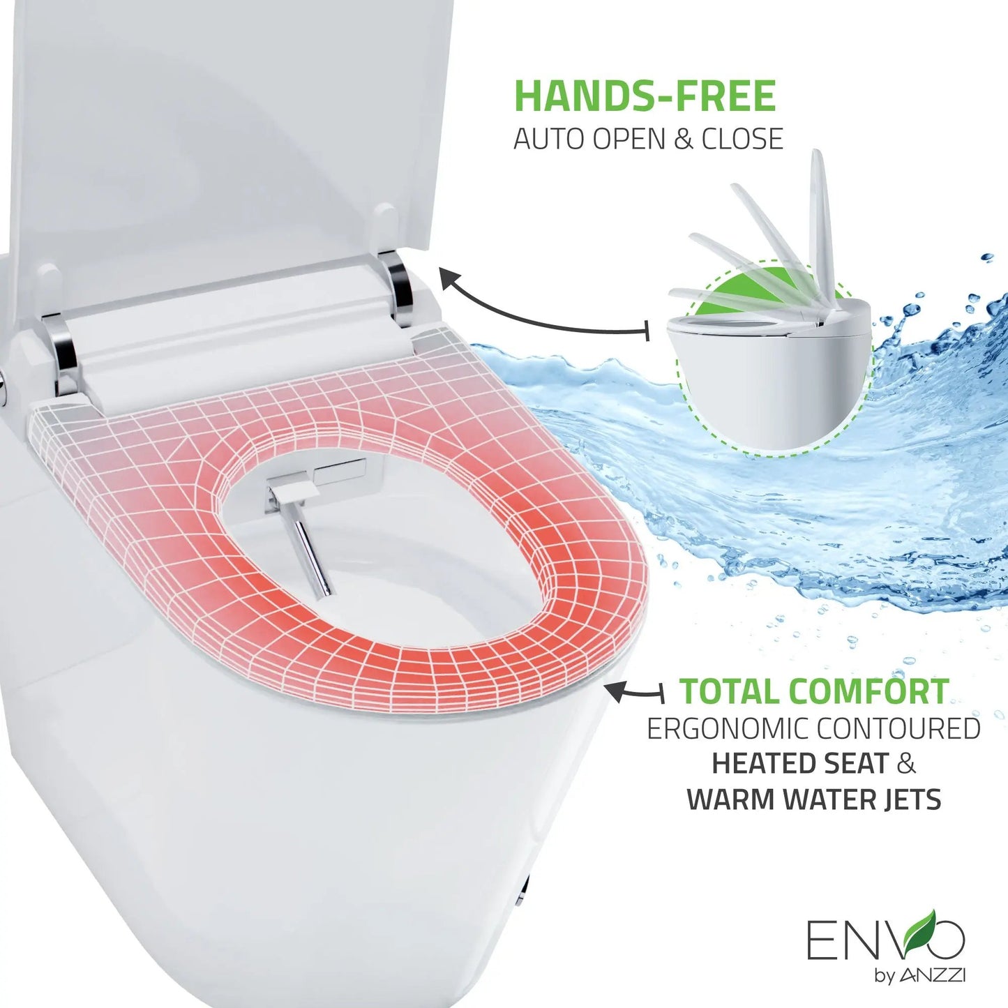 ANZZI ENVO Echo Elongated 1.28 GPF Smart Bidet Toilet in Matte Black - Premium Bidet : Smart Toilets & Bathroom Amenities