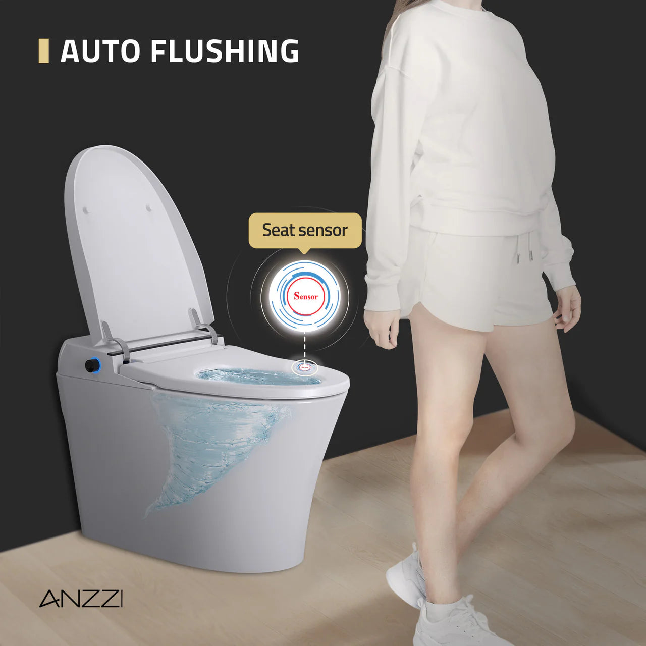 ENVO Juno Smart Toilet & Bidet – Elongated 1.28 GPF, White, Foot Sensor, Remote - TL-ST823WH