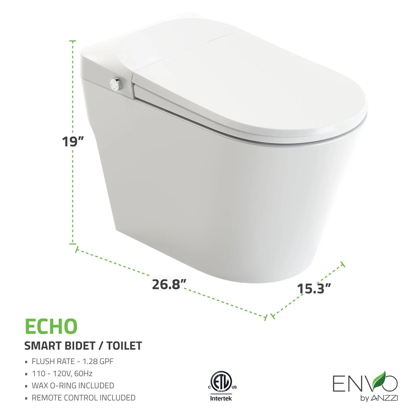 ANZZI ENVO Echo Elongated Smart Bidet Toilet - Premium Bidet : Smart Toilets & Bathroom Amenities