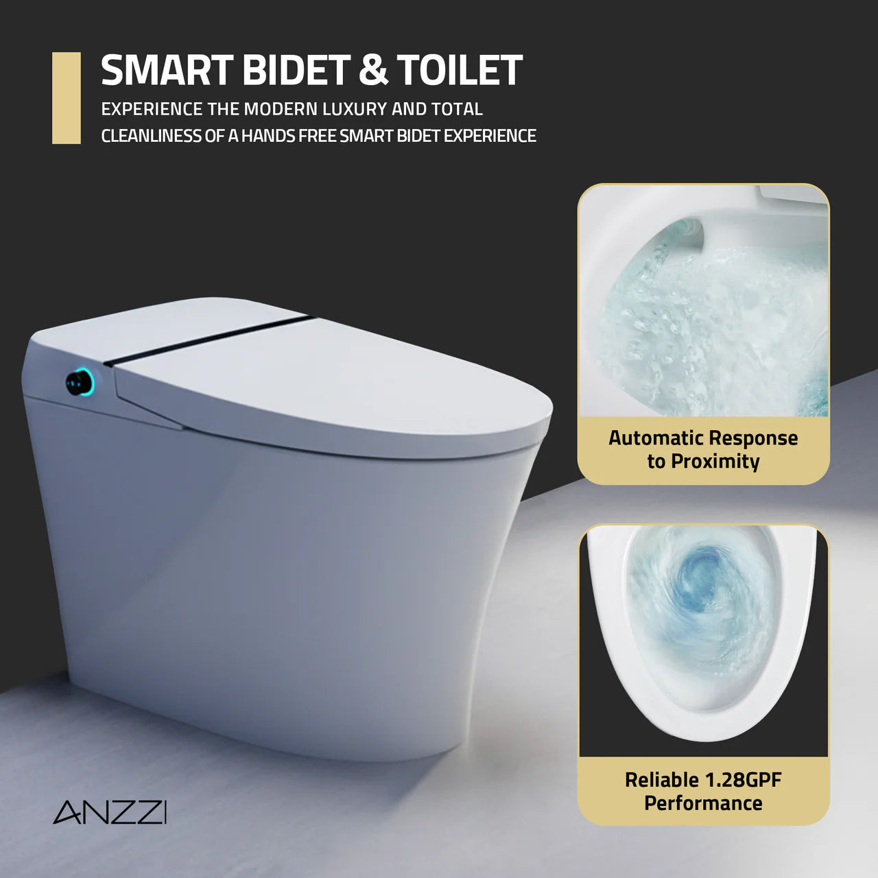 ENVO Juno Smart Toilet & Bidet – Elongated 1.28 GPF, White, Foot Sensor, Remote - TL-ST823WH