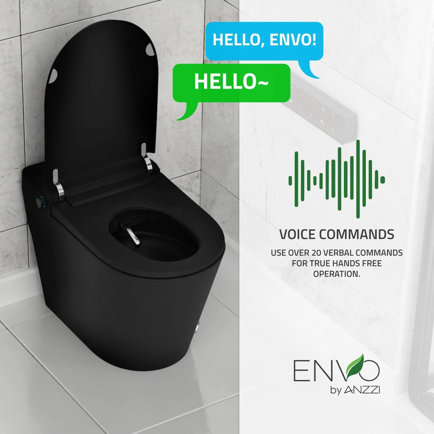 ANZZI ENVO Echo Elongated 1.28 GPF Smart Bidet Toilet in Matte Black - Premium Bidet : Smart Toilets & Bathroom Amenities