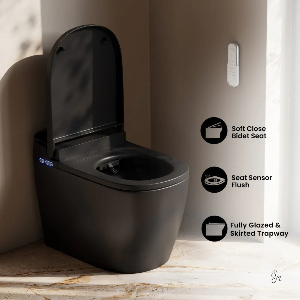 Avancer One Piece Smart Toilet 1.28 GPF in Glossy White with Heated Bidet, Air Drying, Night Light, Foot Sensor