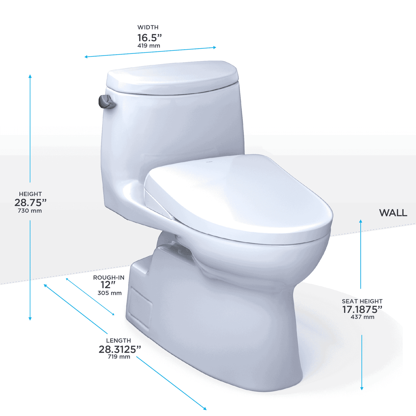 TOTO - Carlyle II WASHLET+ S7A One-Piece Toilet - 1.28 GPF - -  - Premium Bidet : Smart Toilets & Bathroom Amenities 