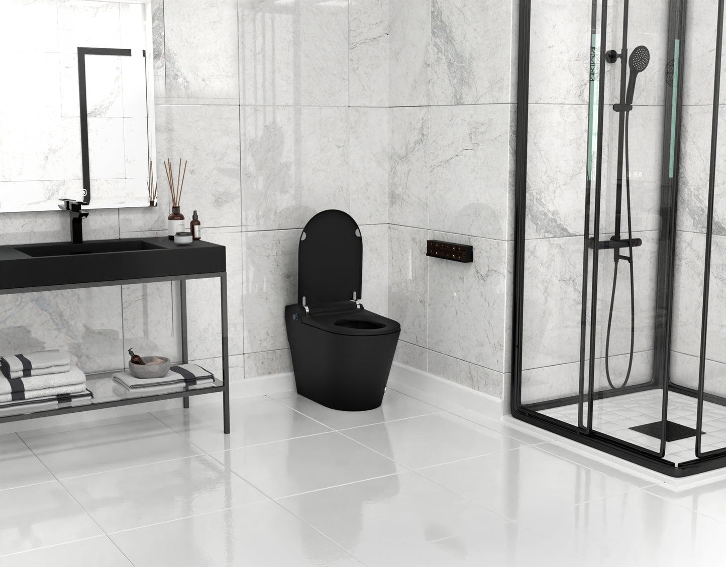 ANZZI ENVO Echo Elongated 1.28 GPF Smart Bidet Toilet in Matte Black